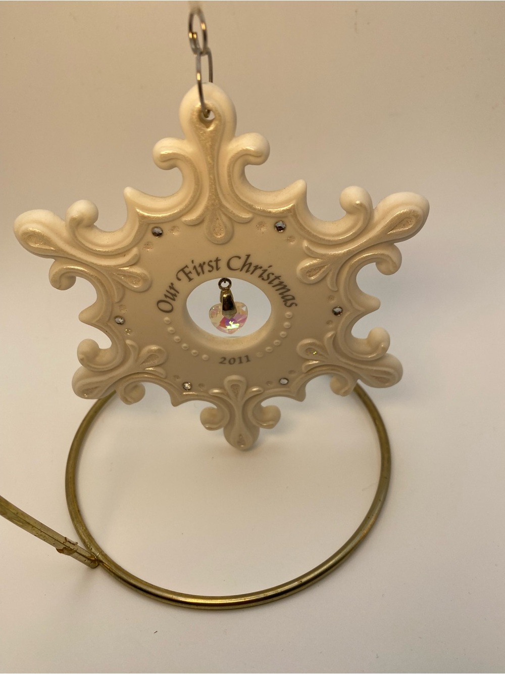 Our First Christmas 2011 Ivory Snowflake Ornament Hallmark